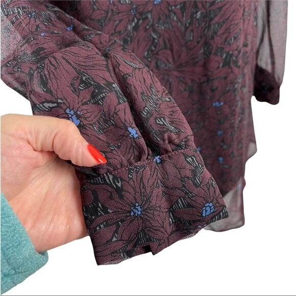 ASTR the Label Women's Long Sleeve Floral Chiffon Backless Dress Chiffon  Small - Picture 4 of 11